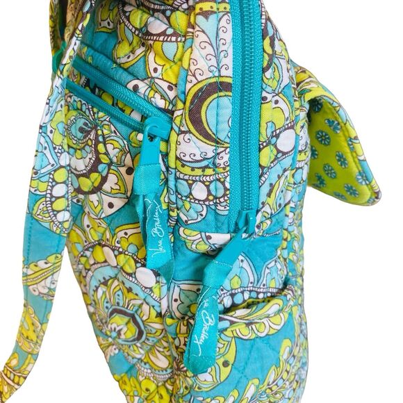 Vera Bradley Retired Peacock Green Small Quilted Backpack Vintage Paisley Purse - Picture 9 of 15